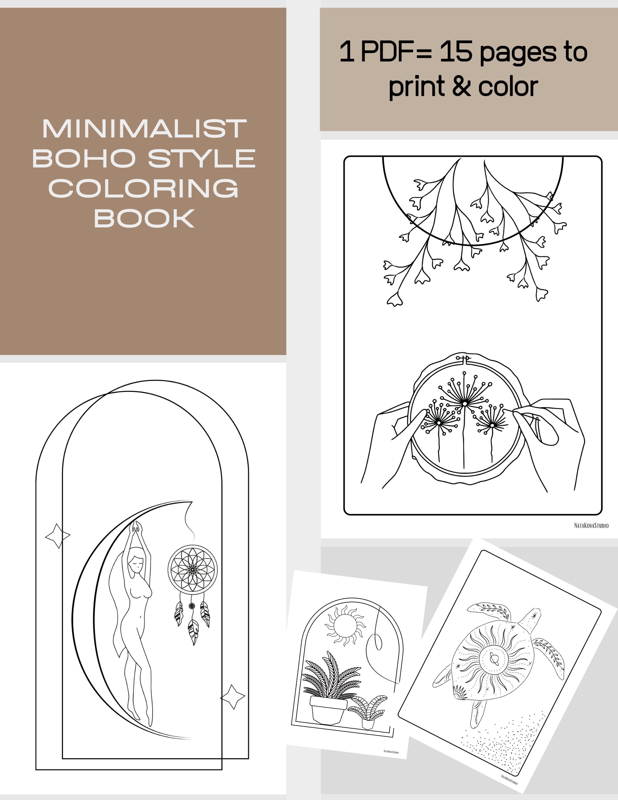 Boho Coloring Pages, Boho Coloring Book, Printable, Minimalist Printable  for Teens, Adult Coloring Sheets, Premium Coloring Pages, PDF -  Denmark