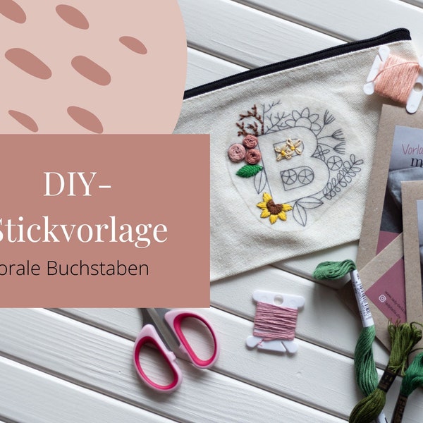 Stickvorlage wasserlöslich – florale Buchstaben