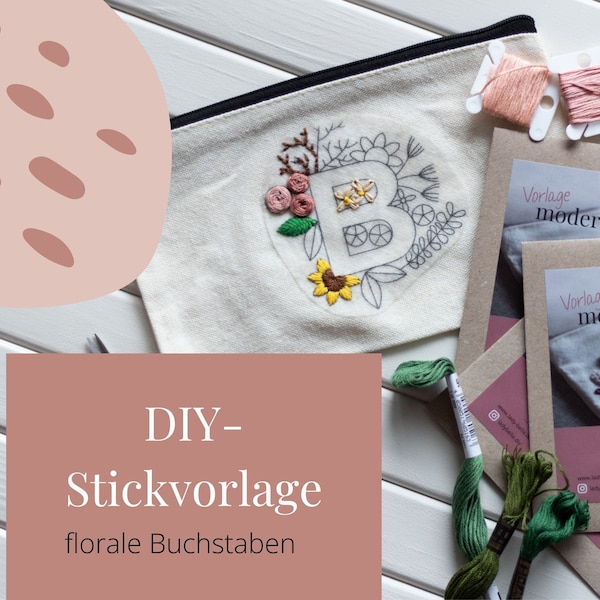 Stickvorlage wasserlöslich – florale Buchstaben