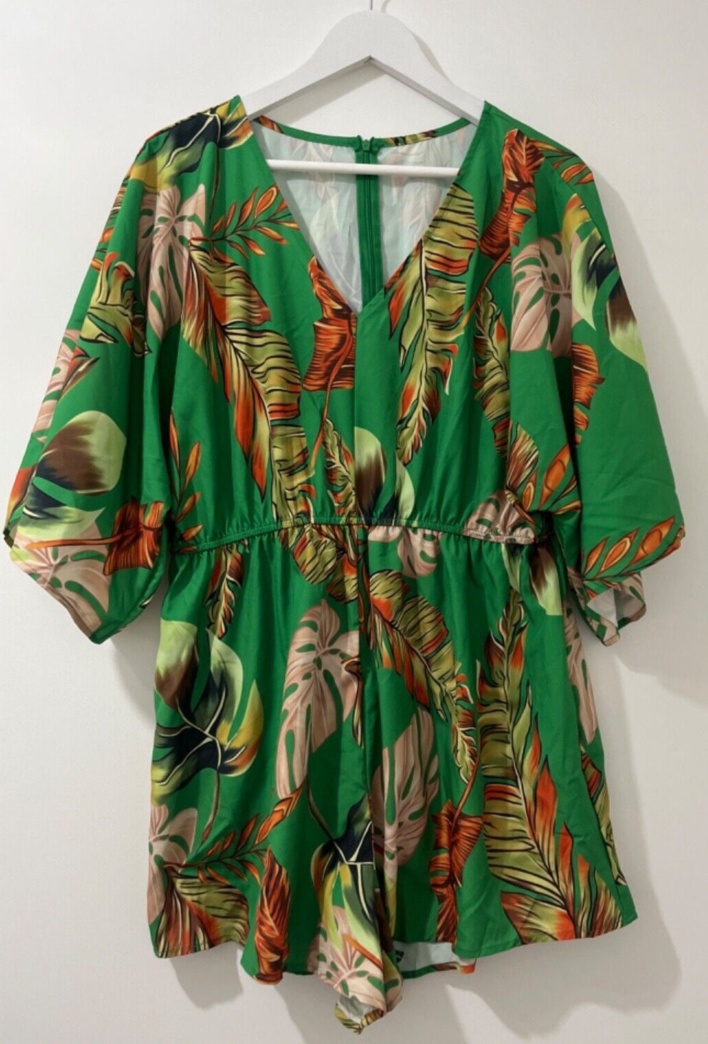 Shein Womens Green V Neck Floral Print Playsuit Size XL - Etsy UK