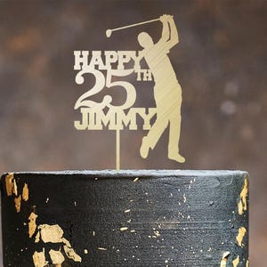 Men Personalised Golf Birthday Cake Topper with Age and Name Wooden Golf Party cake Decor 30th 40th 50th 60th 70th for Man Him Golf Lover