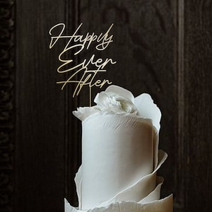 Personalised Wedding Wooden Cake Topper / Handwriting Happily Ever After pick for Wedding / Wood Custom Engagement Hen Party Decor GB8