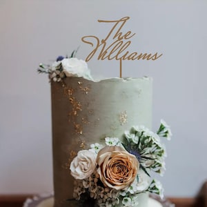 Personalised Last Name Wedding Cake Topper Custom Surname Wooden Gold Silver Rose Gold Black Anniversary Party Decoration Engagement