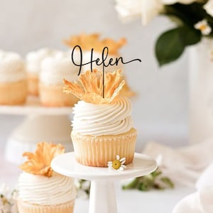 Topper per cupcake con nome in legno / Decorazione per feste personalizzata / Stuzzicadenti per cibo con nome / Stuzzicadenti personalizzato per laurea, compleanno, anniversario, lontano, pensionamento