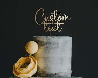 Houten aangepaste taarttopper met uw tekst/gepersonaliseerd feestdecor/verjaardag ver weg kerst afstuderen bruiloft betrokkenheid