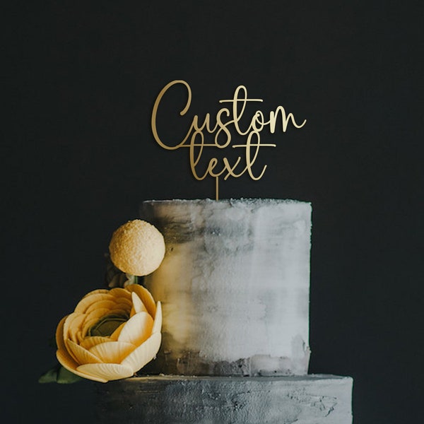 Topper de pastel personalizado de madera con su texto / Decoración de fiesta personalizada / Aniversario de cumpleaños Lejos Navidad Graduación Compromiso de boda