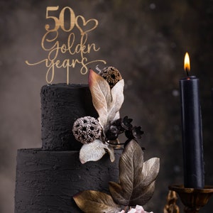 Wooden 50th Golden Years Cake Topper / Golden Anniversary Birthday Custom Anniversaries Decor GY78 image 3