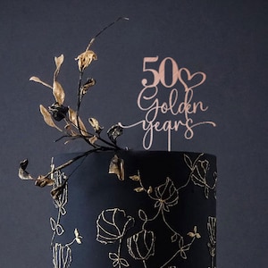 Wooden 50th Golden Years Cake Topper / Golden Anniversary Birthday Custom Anniversaries Decor GY78 image 2