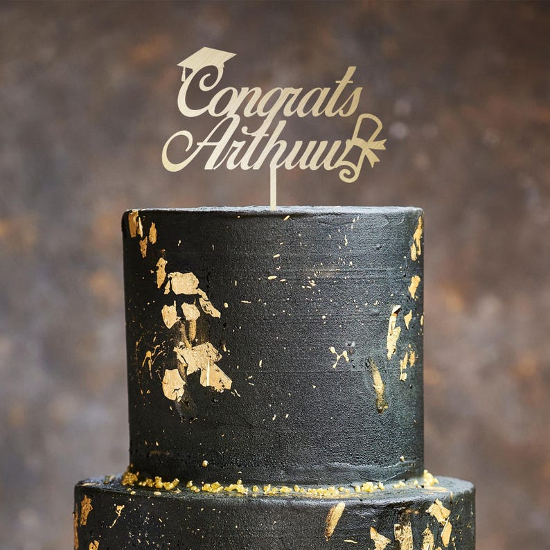 Congrats Wooden Cake Topper for Graduation Wood Cake Topper With Cap ...