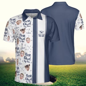 Best Dad by Par Golf Polo Shirt, Custom Face Golf Shirt for Dad, Personalized Funny Golf Gift for Him, Father&#39;s Day Polo