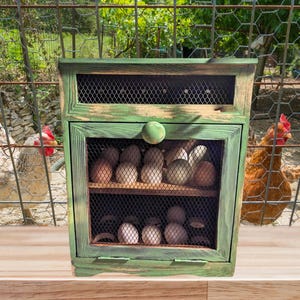 Rustic Wood Chicken Egg Holder: Farmhouse Kitchen Storage