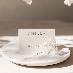 Tarjeta de lugar personalizada, tarjeta de nombre de boda, tarjetas de lugar de boda minimalistas, boda elegante, tarjeta de lugar de boda moderna, decoración de boda con dinero antiguo