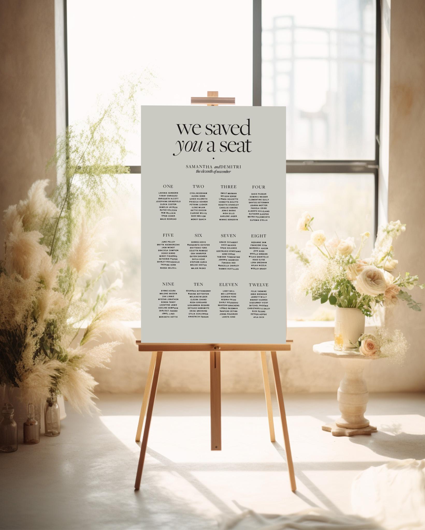 SLATE - Minimalist Wedding Table Chart Modern Seating Plan Wedding Table Chart Minimalist Seating Chart Poster Modern Seating Chart Custom