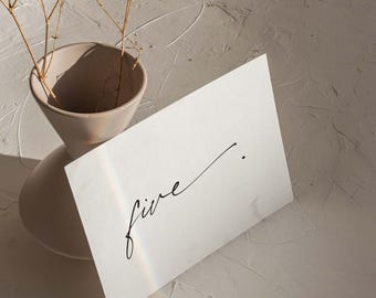 BLASE - Table Numbers with Handwritten Script for Romantic Minimalist Wedding Table Decor Wedding Reception Number