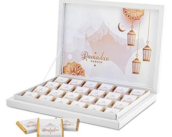 Personalisierte Halal Schokoladenbox für Ramadan - Handgefertigte Eid al-Fitr Geschenk, Helal Süßigkeiten, Helal Tatlılar, Lüks Çikolatalar