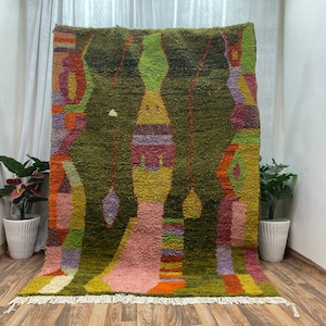 Custom Moroccan green Rug,Green Rug,Handmade Berber Wool Rug,Olive Green Moroccan Rug,Moroccan Area Rug,Morocco Rug,Beni Ourain Rug Green