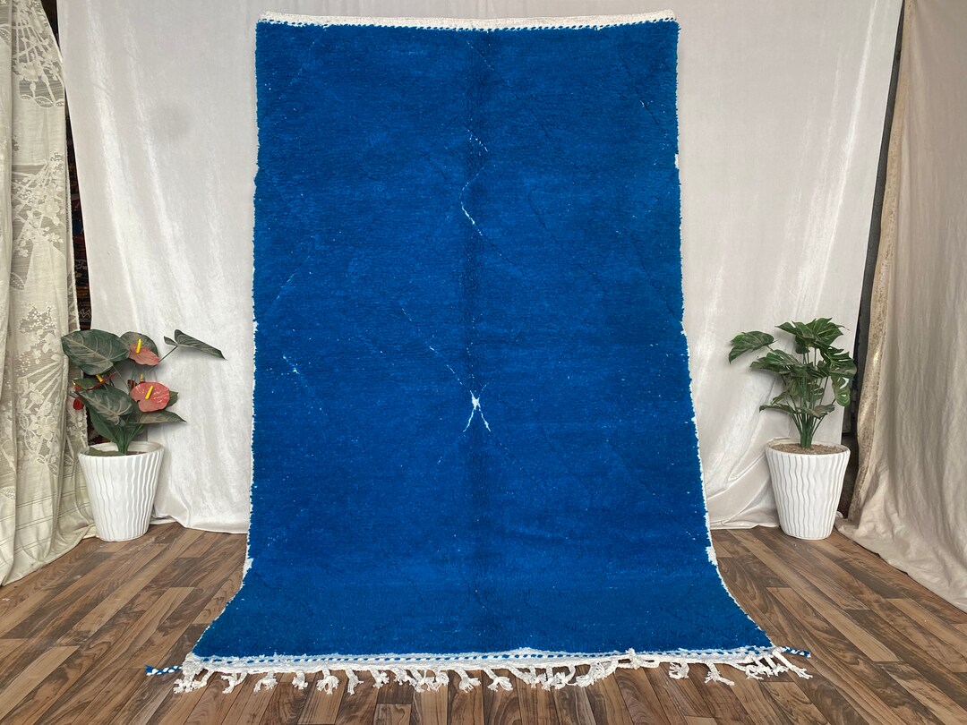 Blue Arabic Rug Moroccan Blue Wool Rug: Handmade Large Beni Ourain Style - Etsy