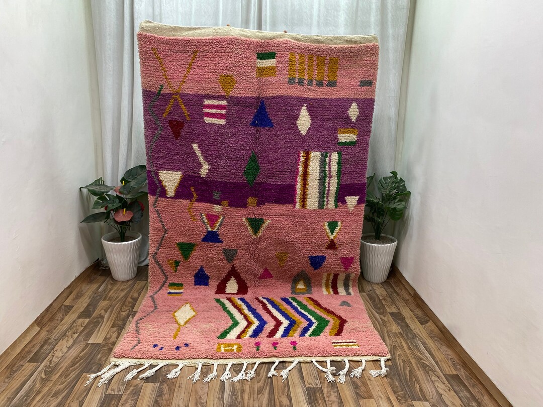Moroccan Pink Berber Rug Contemporary Handmade Custom Beni Ourain Rug ...