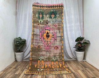 Moroccan Berber Vintage Carpets, Rug Hand Knotted Wool, Hallway Runner Rug Moroccan, Vintage Area Rug, Wool Runner, Unique Rug For Bedroom