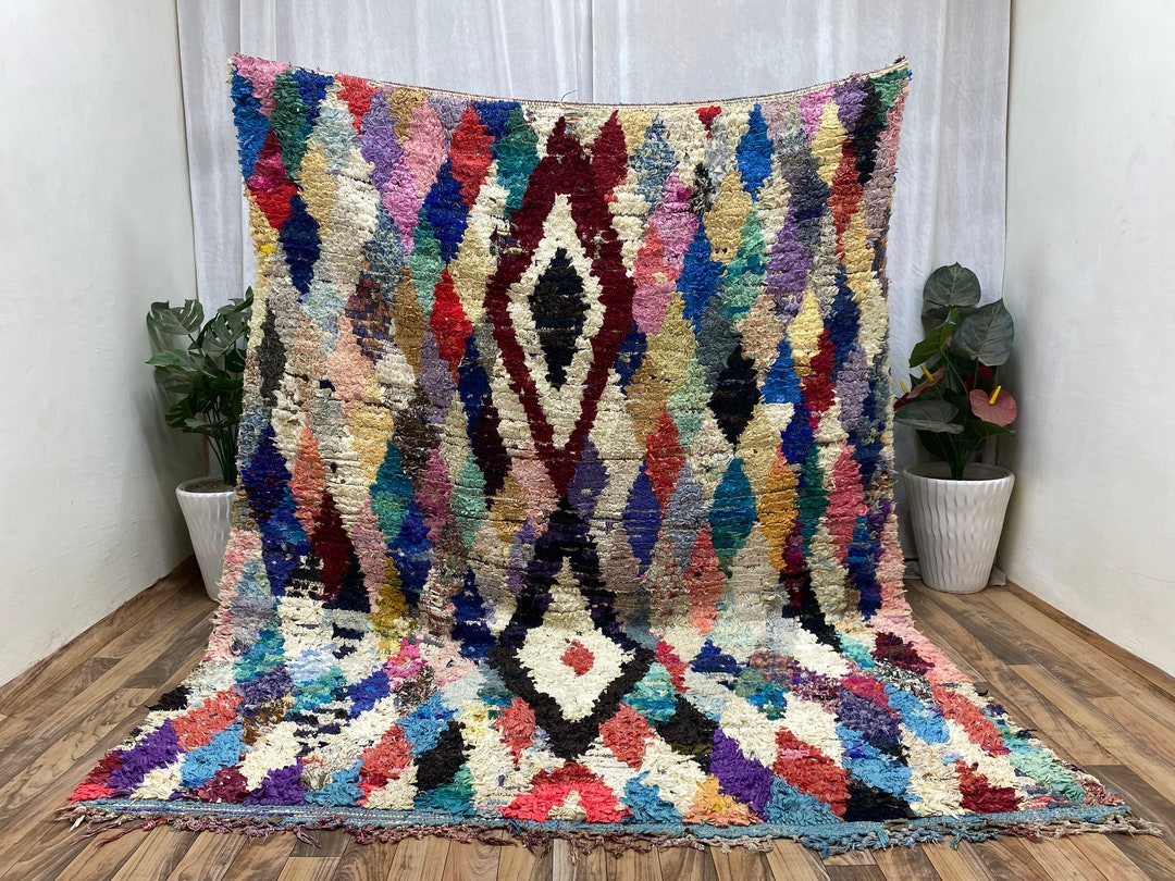 Colorful Checker Rug Berber Rug Colorful, Checker Vintage Rug, Handwoven Rug Moroccan ...
