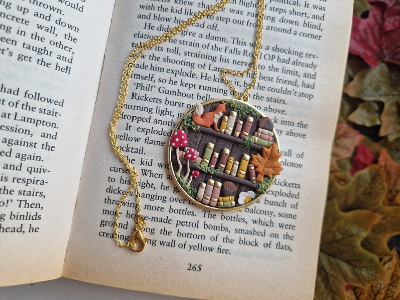 Autumn Fox Bookcase necklace image 3