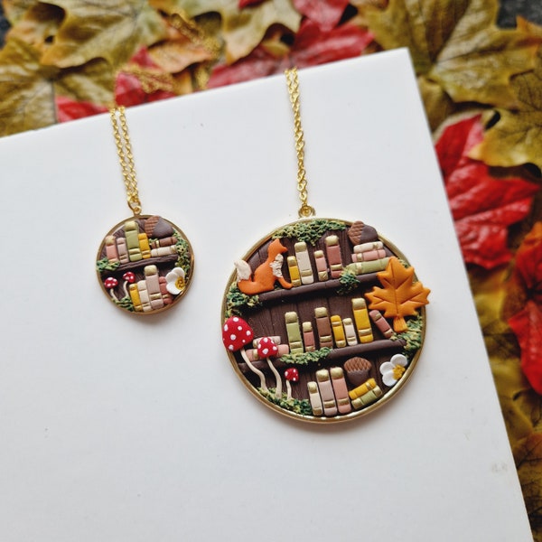 Autumn Fox Bookcase necklace