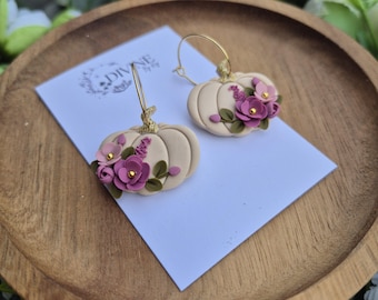 Floral Kürbis Ohrringe: Herbst Boho Stil