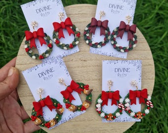 traditional christmas wreath earrings