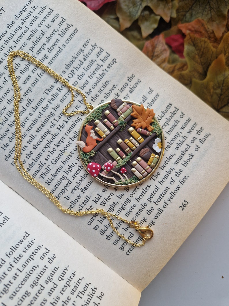 Autumn Fox Bookcase necklace image 2