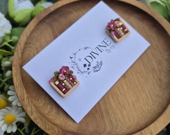Handmade Clay Book Stud Earrings: Quirky Book Lover Gift