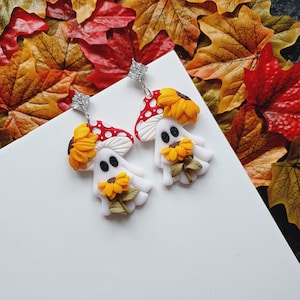 ghost earrings - whimsical jewellery - halloween earrings - unique earrings - clay earrings uk