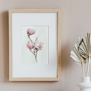 Poster Magnolia con acquerello originale per camera da letto boho, illustrazione floreale per casa rustica, regalo unico per la festa della mamma