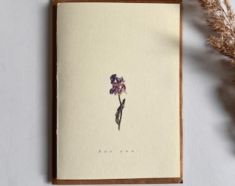 Minimalist Watercolor Flower Card Printable, For You Botanical Greeting Card, Instant Digital Download A6