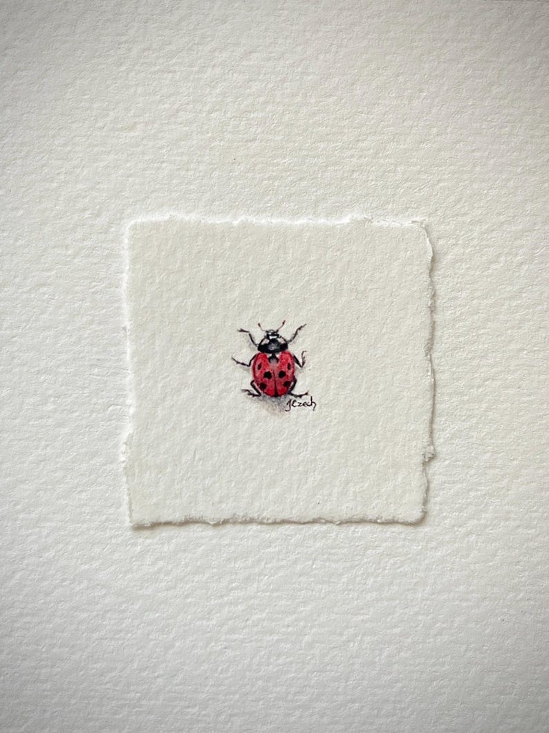Vintage Style Ladybug Wall Art Print, Miniature Home Decor for Gallery ...