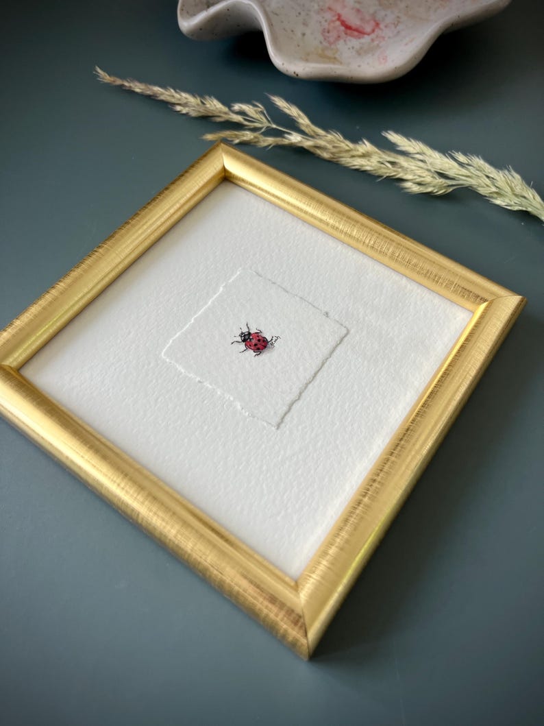 Vintage Style Ladybug Wall Art Print, Miniature Home Decor for Gallery ...
