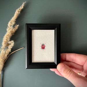 Stampa artistica da parete a forma di coccinella in stile vintage, miniatura incorniciata per galleria a parete, decorazione retrò per la cucina in stile country, regalo minimalista.