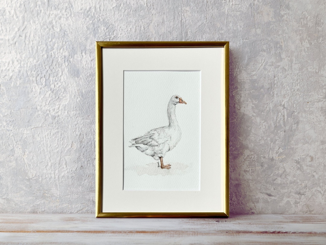 Goose Original Watercolor Painting, Vintage Style Artwork for Cottage ...