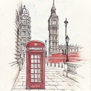 Urban London artwork, perfect for modern or mid-century home decor