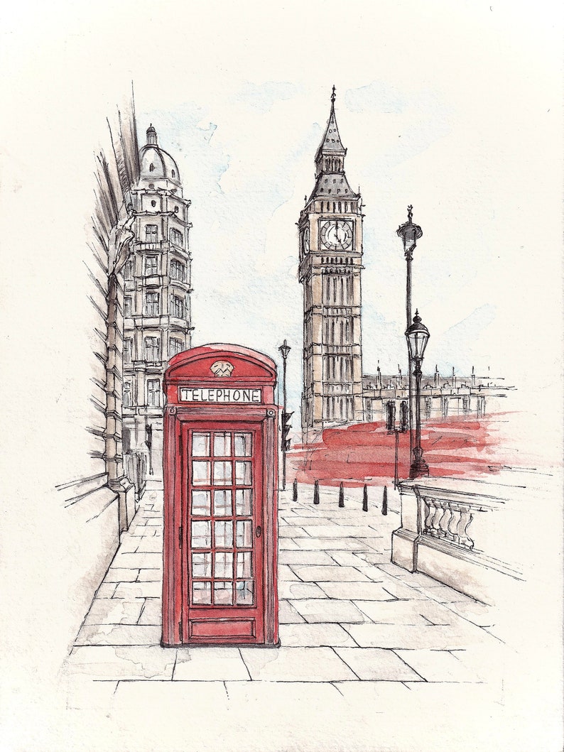 Urban London artwork, perfect for modern or mid-century home decor