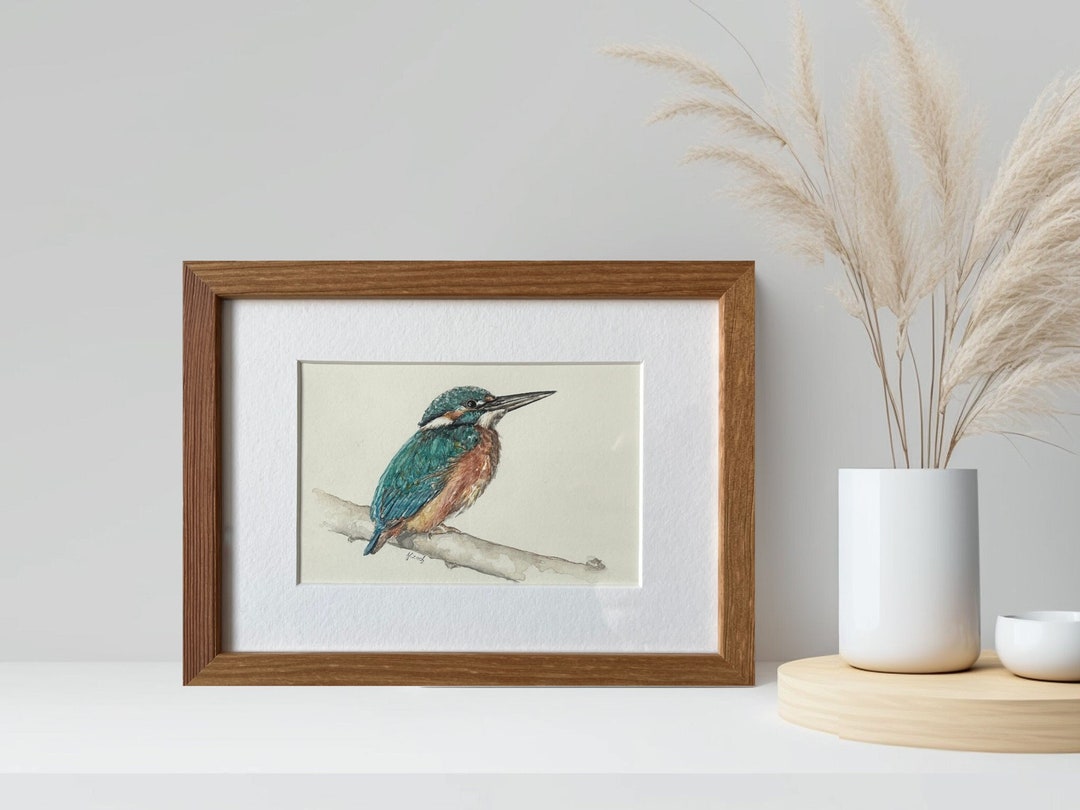 Kingfisher Art Print for Woodland Decor, Bird Wall Art for Coastal ...
