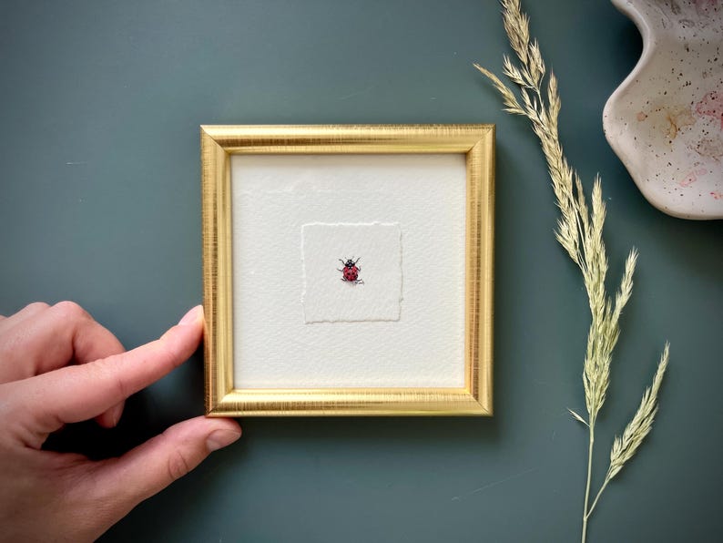 Vintage Style Ladybug Wall Art Print, Miniature Home Decor for Gallery ...