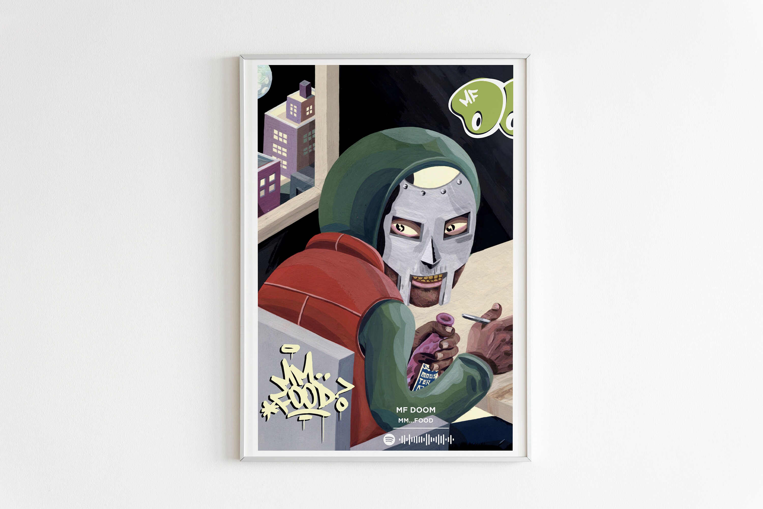 Amazoncom wsxvfr MF Doom Mm Food Album Cover Cool Rapper Hip Hop Poster  Poster Canvas Wall Art Painting Aesthetic Home Wall Decor Artwork  gifts16x24inch40x60cm 16x24inch40x60cm Posters  Prints