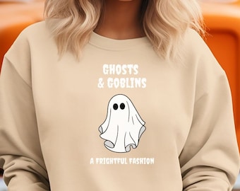 Vintage Halloween Sweatshirt, Ghost Halloween Shirt for Women, Fall Shirts, Halloween Sweater, halloween fashion