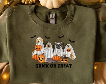 Halloween Sweatshirt,Halloween Sweater,2023 Happy Halloween, Retro Spooky Season,Ghost Sweatshirt, Halloween Dog Sweatshirt, Ghost Dog Shirt