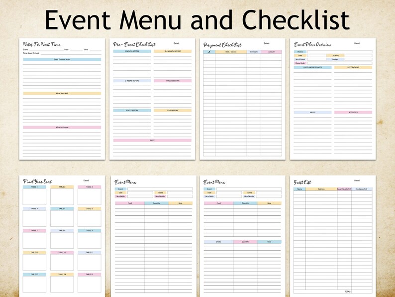 Event Planner Template, Party Planner, Birthday Party Organiser, Event ...
