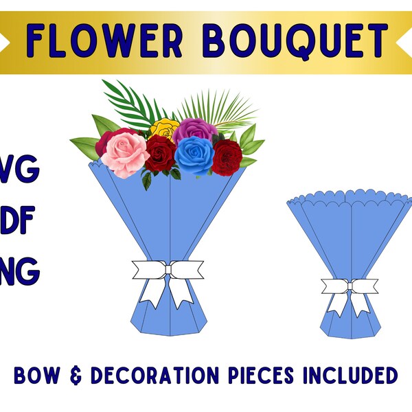 Bouquet de fleurs en papier, Vase pour fleurs en papier, Bouquet Vase Svg, Bouquet de fleurs en papier, Fichiers coupés SVG, Téléchargement instantané Svg, Png, Dfx, Eps