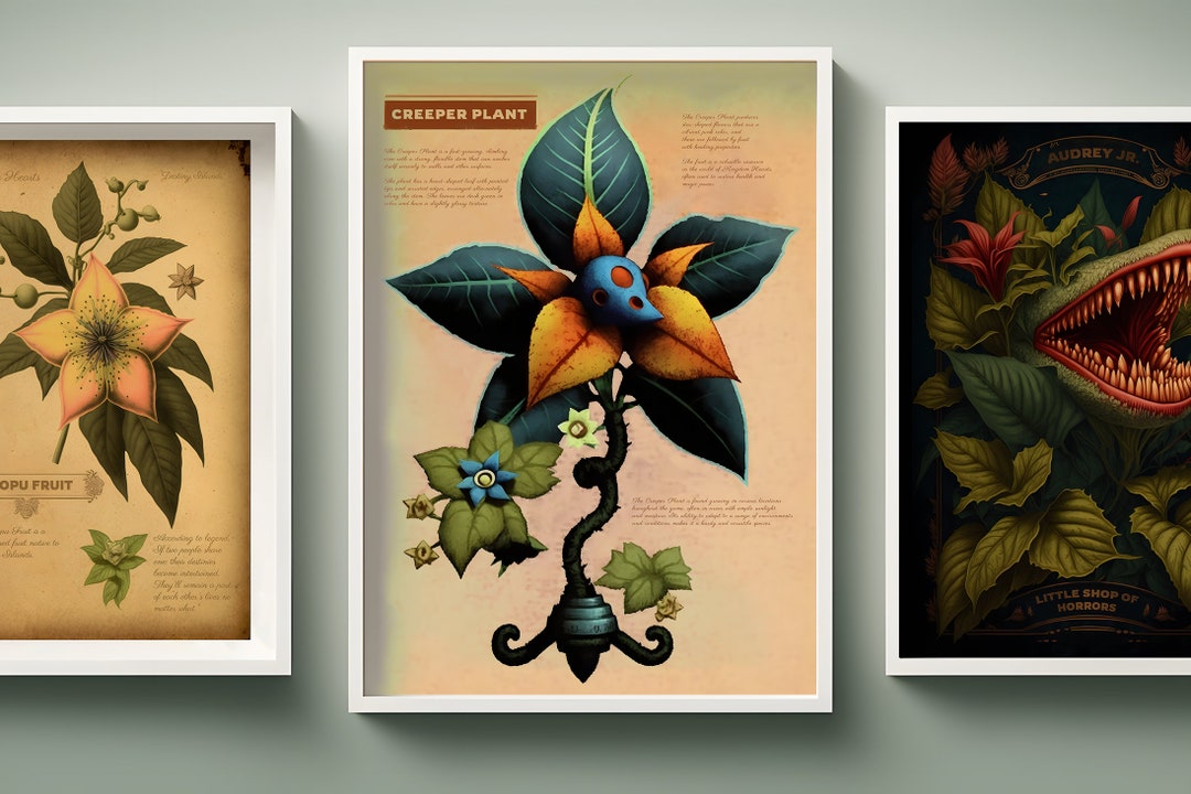 Creeper Plant Botanic Print Kingdom Hearts Inspired Handmade Etsy