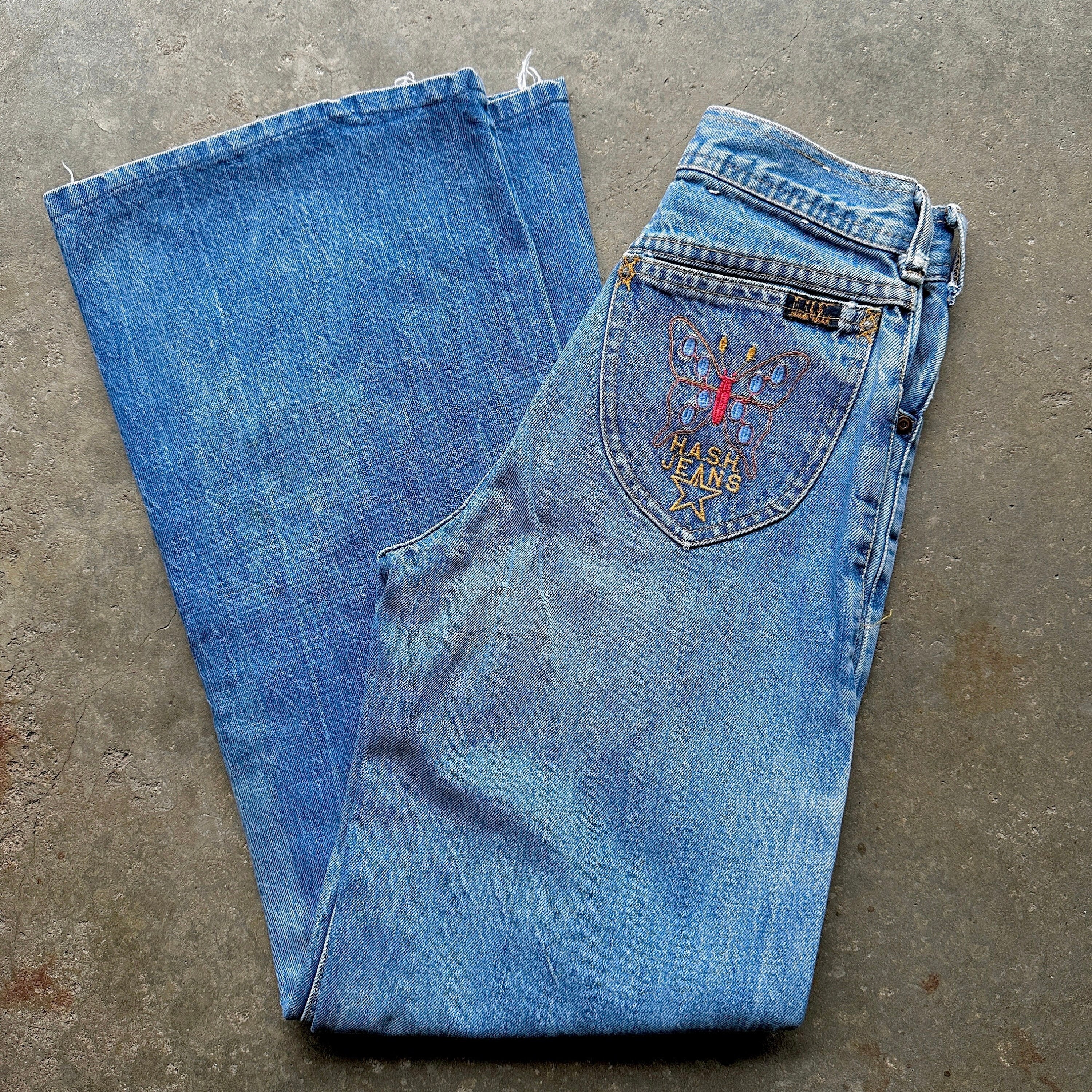 Waist 24”, Vintage 70s 80s HASH Jeans Mega Wide Western