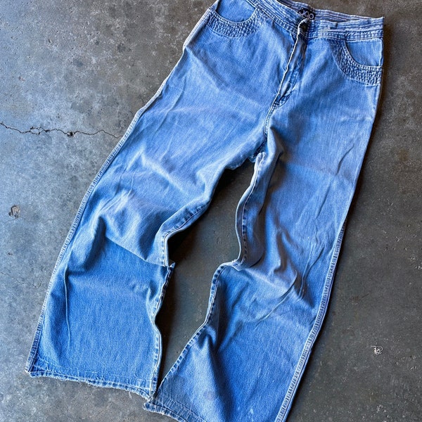30x32 Vintage 70s Gap Mega Flare Bell Bottom High Rise Hippie Jeans Wide Leg 100% Cotton