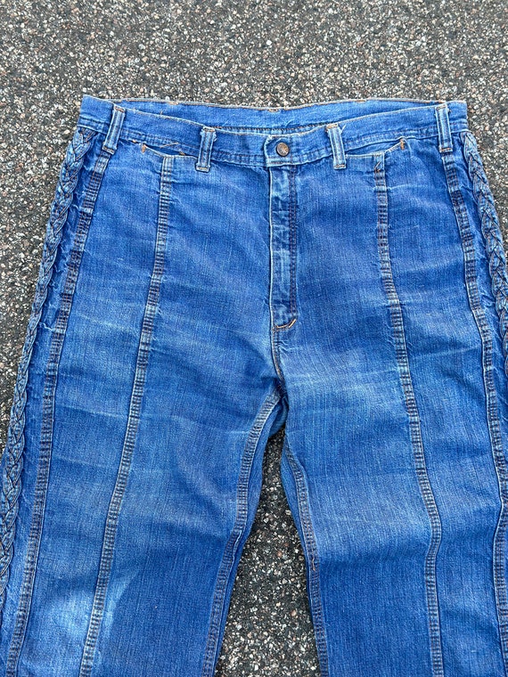 Red snap jeans 70s best sale